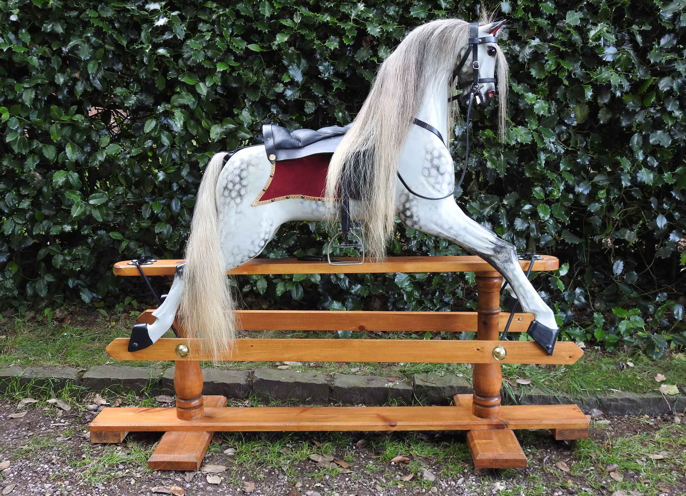 Deluxe Dapple Grey Rocking Horse Medium (46" x 60" x 18")