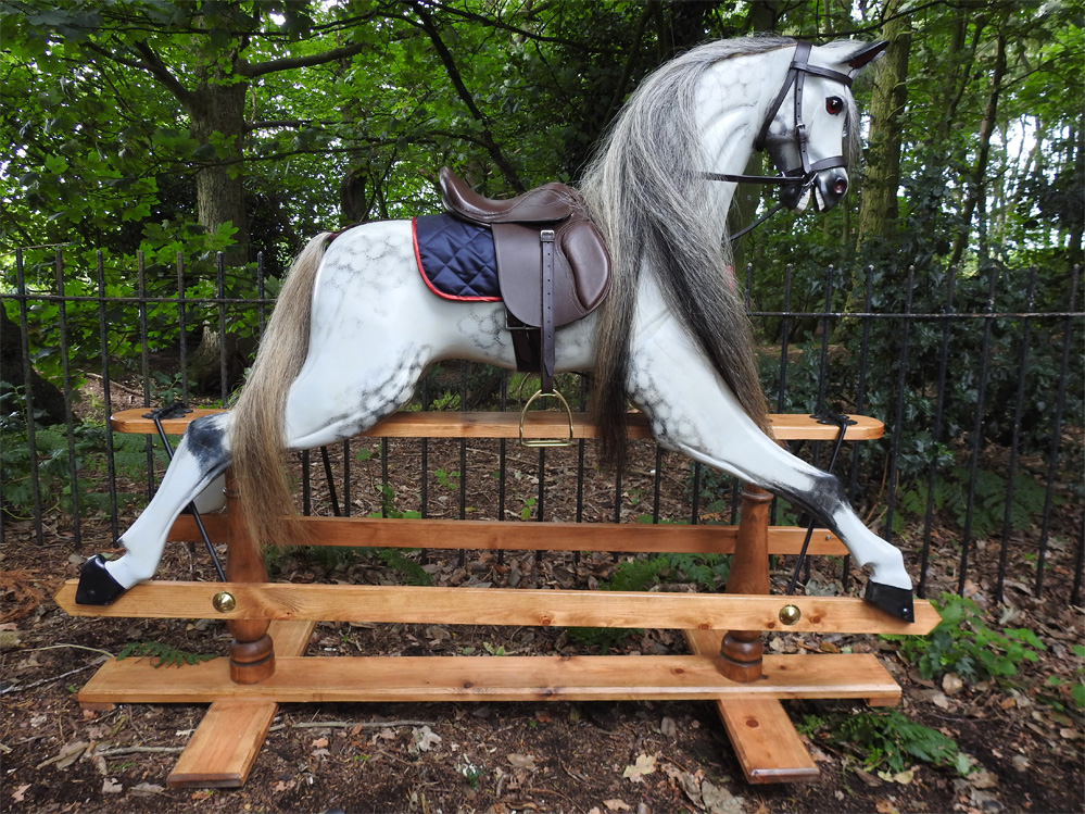 Deluxe Dapple Grey Rocking Horse Extra Large (57" x 70" x 24")